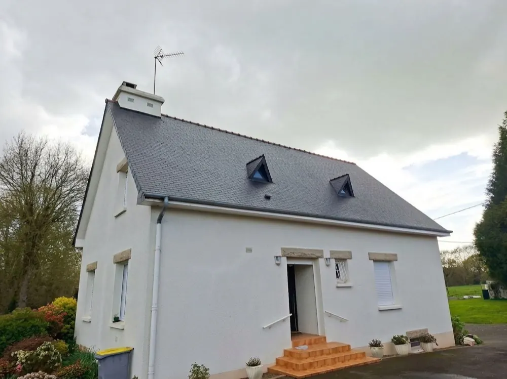 Nettoyage de toiture en ardoise, avant et après